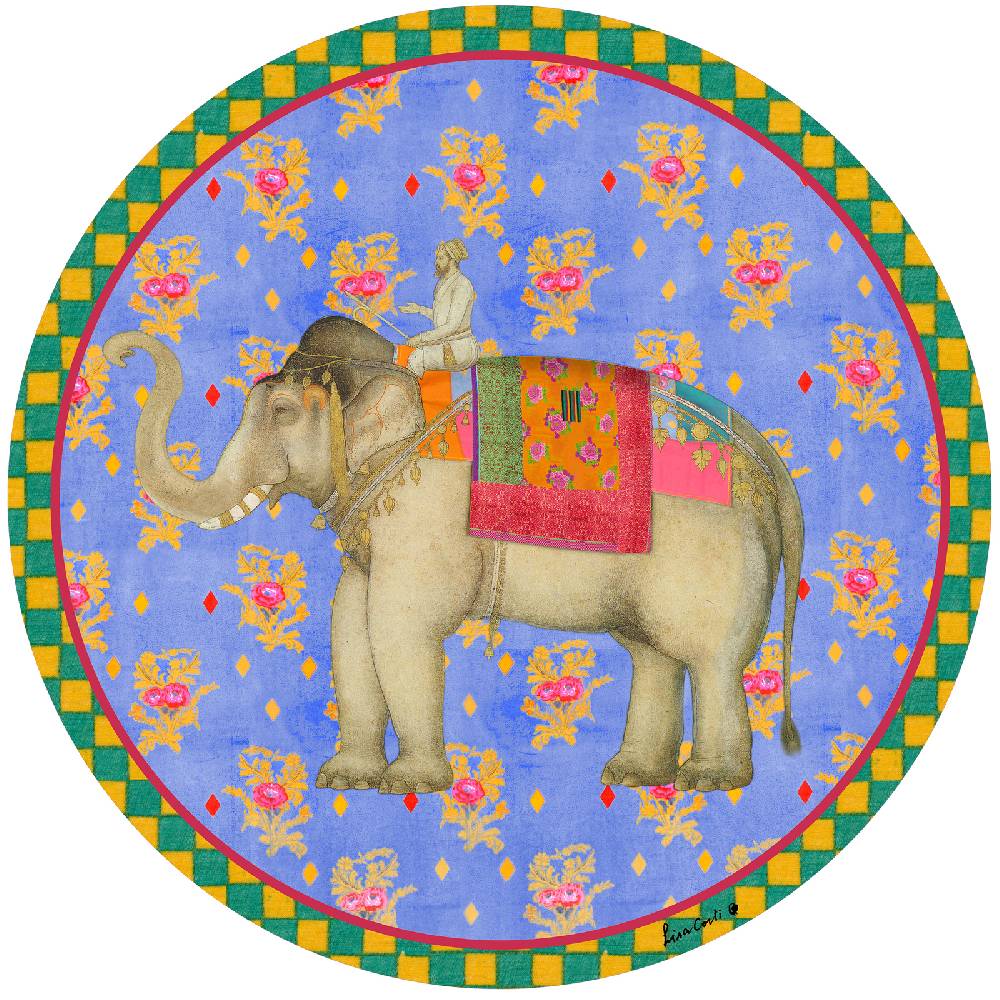 Lisa Corti tovaglietta rigida 39cm elephant pervinch
