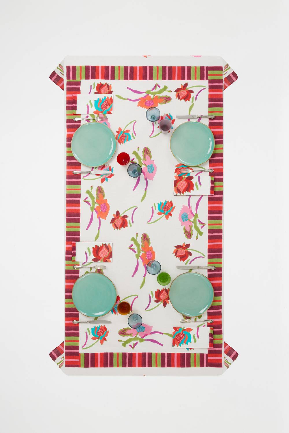 Lisa Corti telo lino 180x350cm japanese white red Comprare a buon mercato