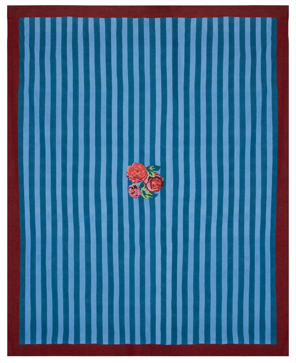 Lisa Corti telo cotone 220x270cm nizam stripes ferozi sugar Offerta Anniversario
