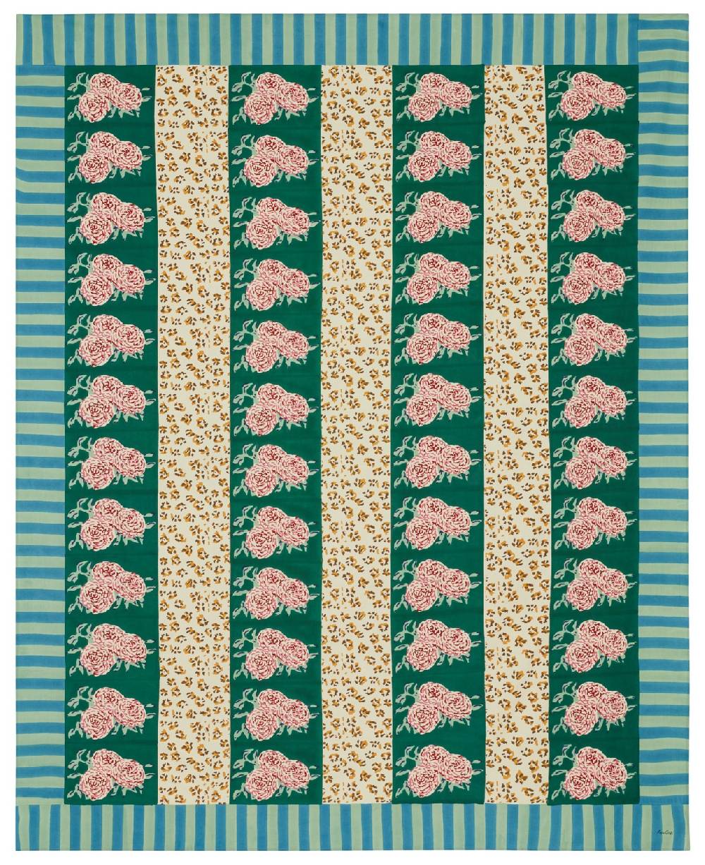 Lisa Corti telo cotone 220x270cm leopard stripes green Smaltimento dello stoccaggio