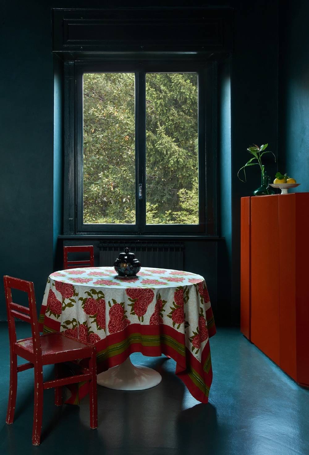 Lisa Corti telo cotone 220x270cm leopard bouquet red Vendita calda