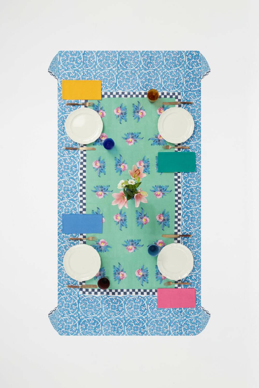 Lisa Corti telo cotone 220x270cm tiles green Offerta migliore