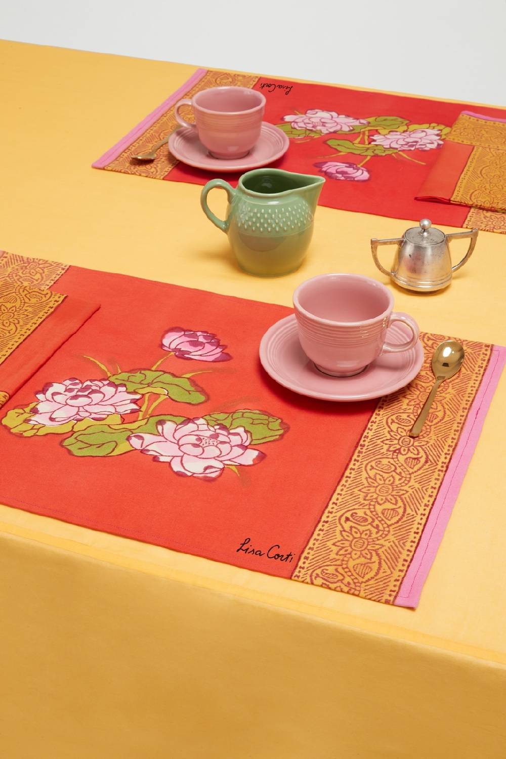 Lisa Corti tovaglietta cotone 35x48cm tea flower orange Bestseller
