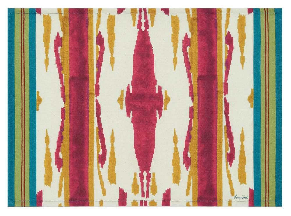 Lisa Corti tovaglietta cotone 35x48cm flame aubergine gold Liquidazione