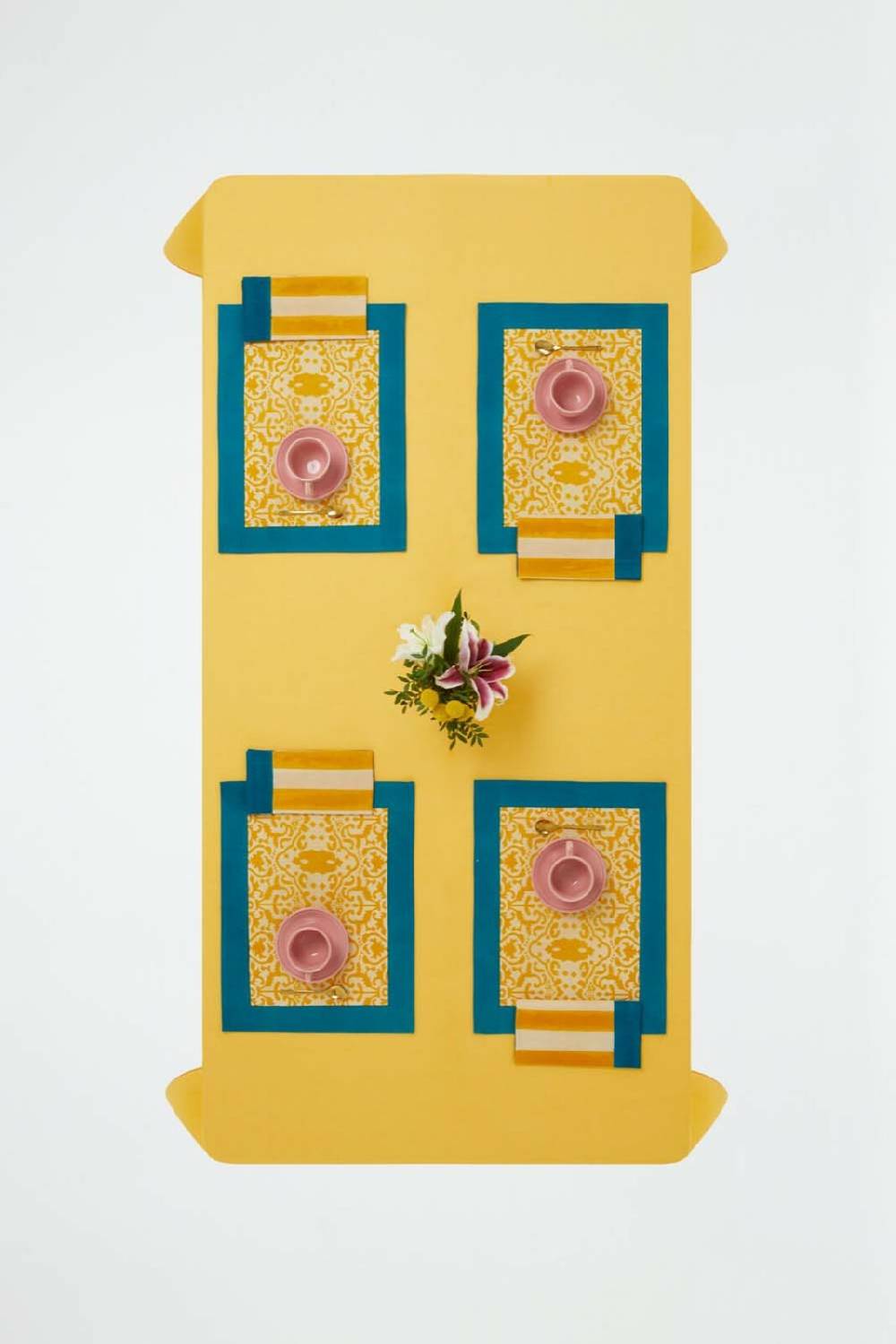Lisa Corti tovaglietta cotone 35x48cm damask design gold Offerte speciali