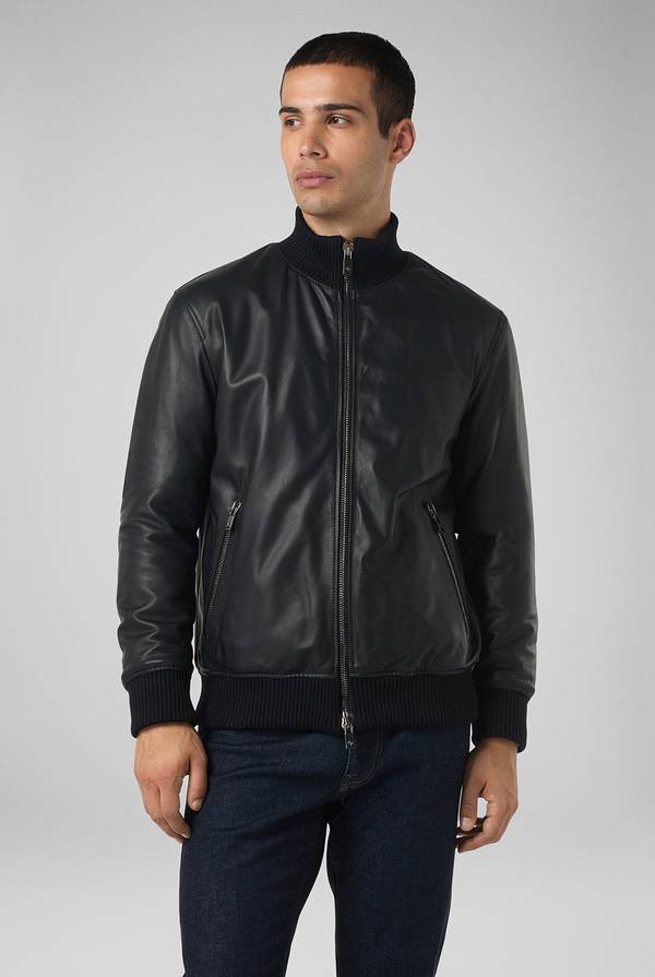 Pal Zileri Bomber in pelle con colletto stand up Italy