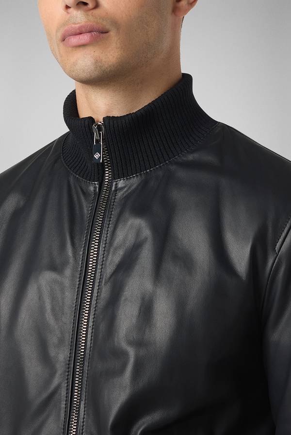 Pal Zileri Bomber in pelle con colletto stand up Italy