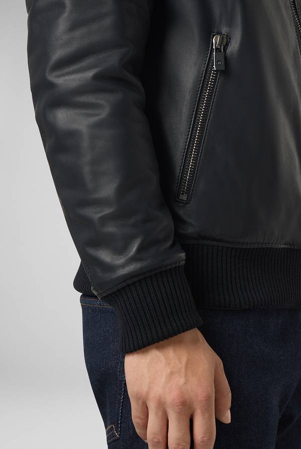 Pal Zileri Bomber in pelle con colletto stand up Italy