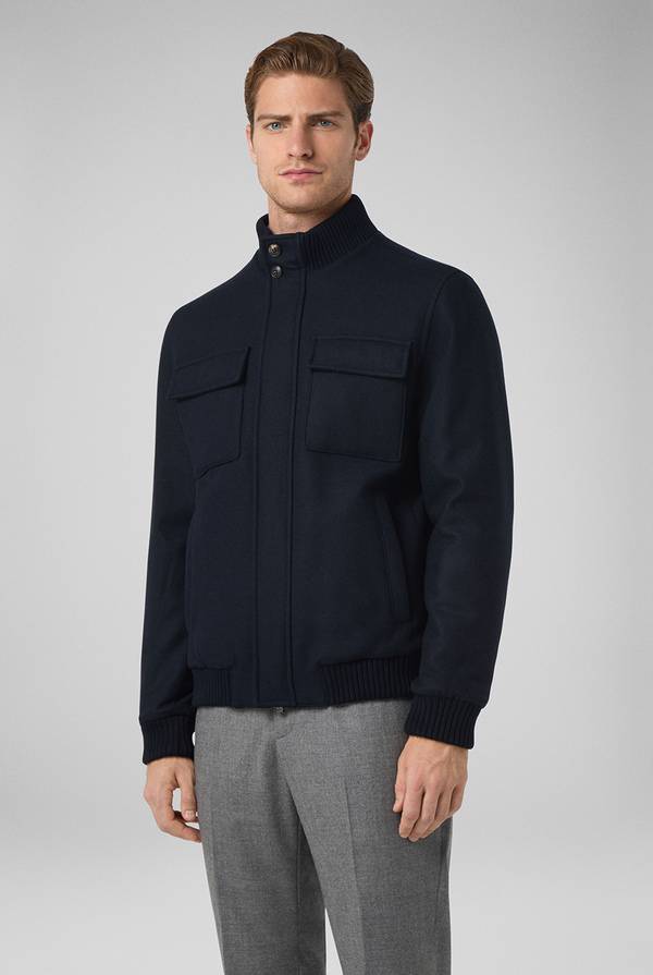 Pal Zileri Blouson in lana blu navy In Linea