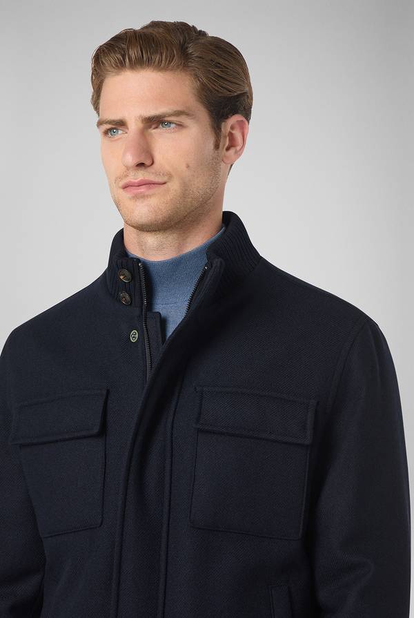 Pal Zileri Blouson in lana blu navy In Linea