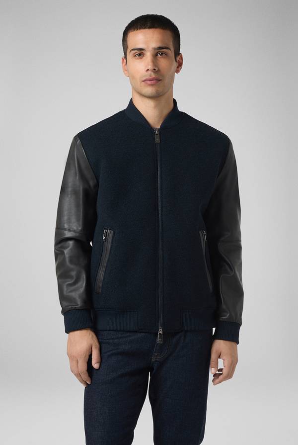 Pal Zileri Varsity Jacket in lana tecnica con maniche in pelle Vendita