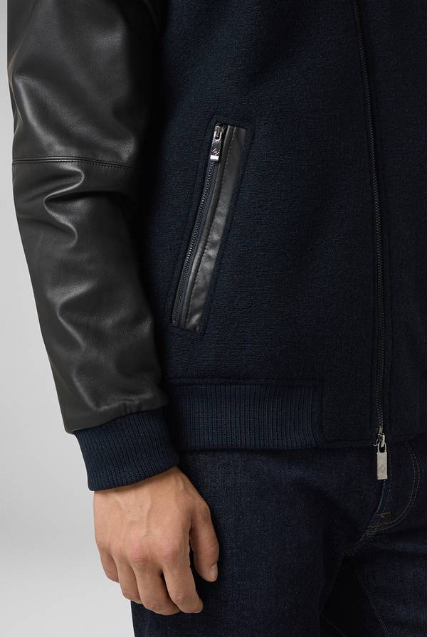 Pal Zileri Varsity Jacket in lana tecnica con maniche in pelle Vendita