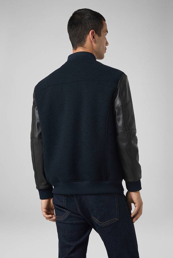 Pal Zileri Varsity Jacket in lana tecnica con maniche in pelle Vendita