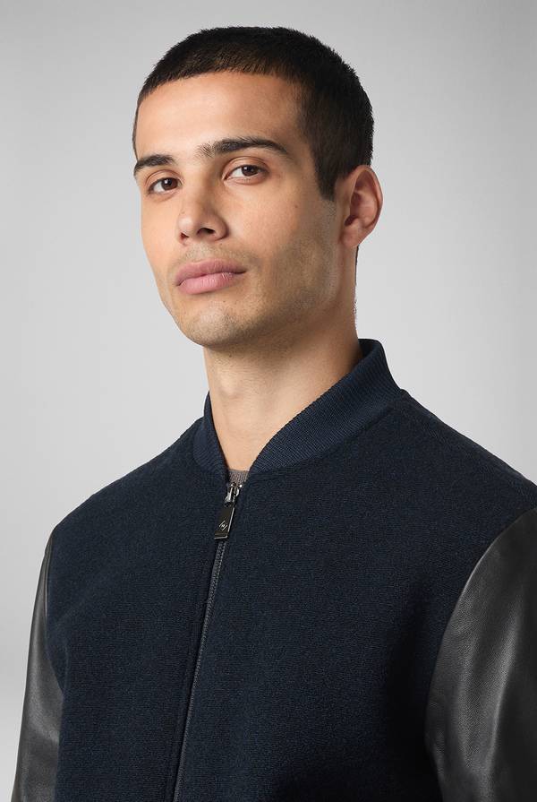 Pal Zileri Varsity Jacket in lana tecnica con maniche in pelle Vendita