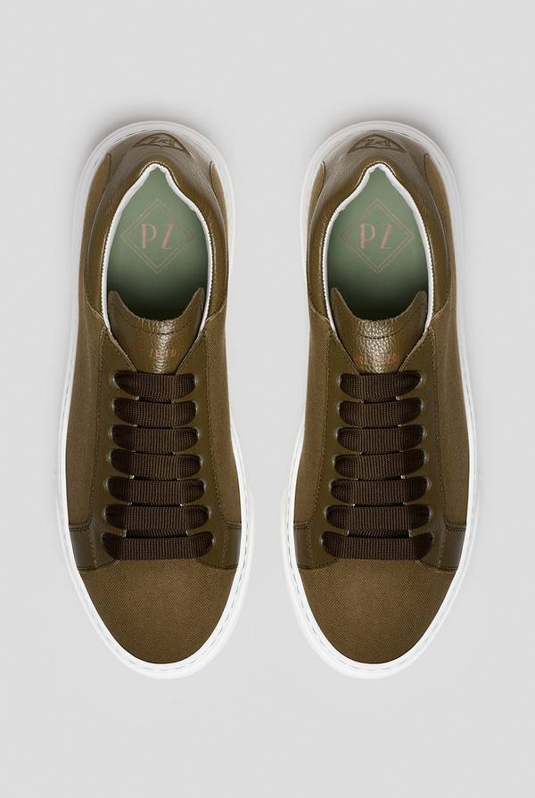 Pal Zileri Sneakers in tela di cotone con dettagli in pelle Vendite Flash
