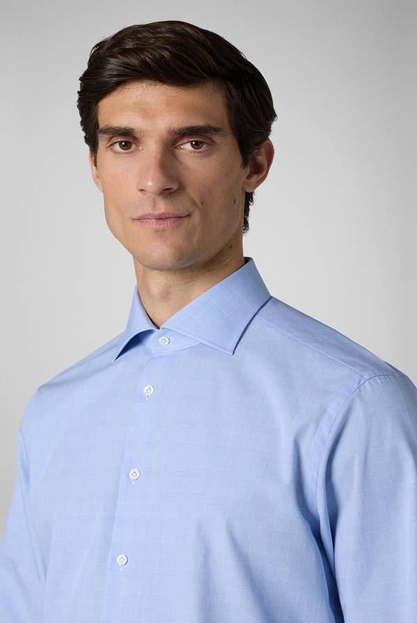 Pal Zileri Camicia Principe di Galles azzurra Promozione