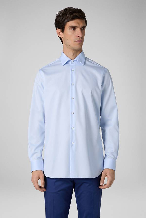 Pal Zileri Camicia azzurra in cotone con collo Milano Novità