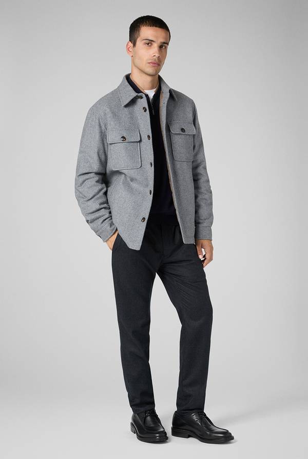 Pal Zileri Pantaloni in pura lana grigio antracite con coulisse regolabile Outlet