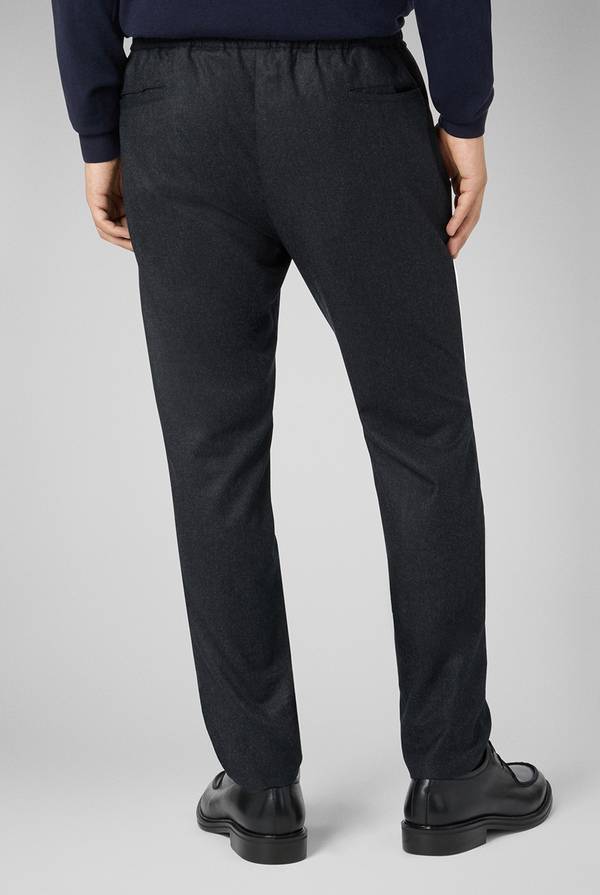 Pal Zileri Pantaloni in pura lana grigio antracite con coulisse regolabile Outlet