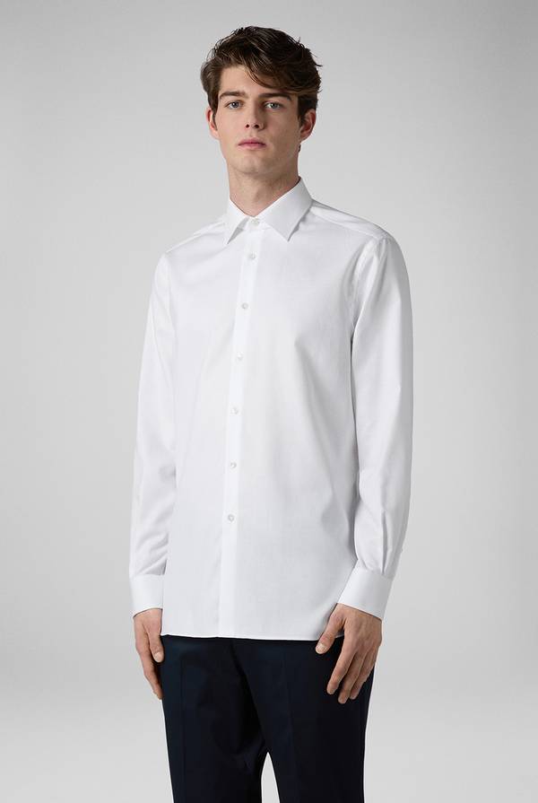 Pal Zileri Camicia bianca in cotone con micro struttura Consegna Veloce