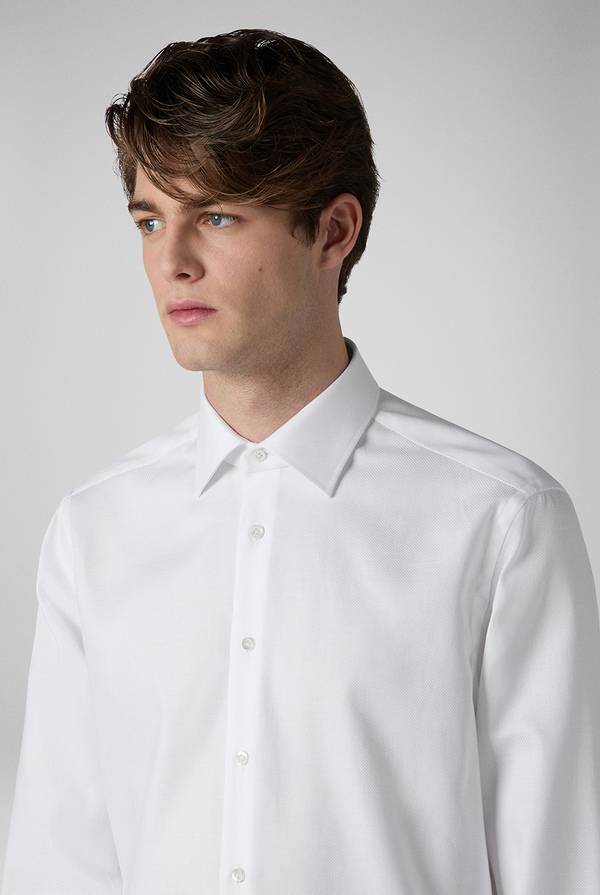 Pal Zileri Camicia bianca in cotone con micro struttura Consegna Veloce