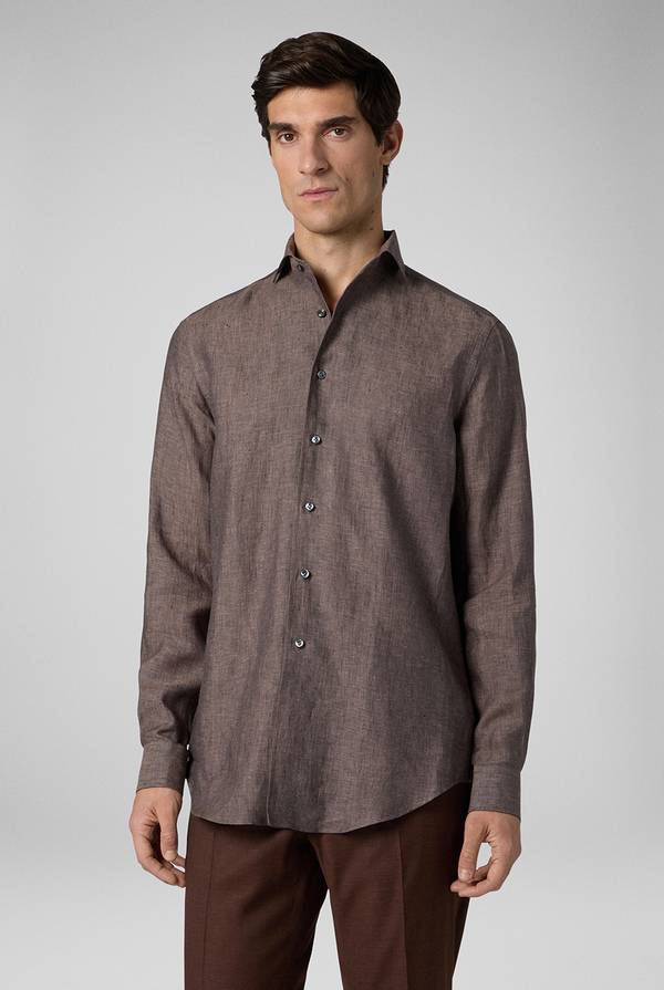 Pal Zileri Camicia in lino marrone Promozione Limitata