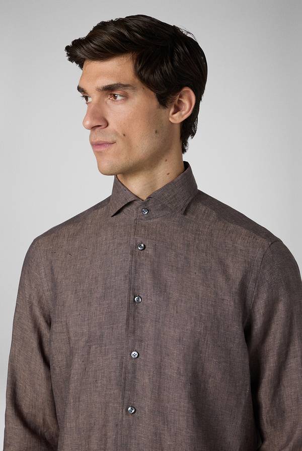 Pal Zileri Camicia in lino marrone Promozione Limitata