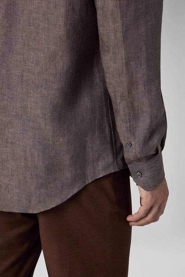 Pal Zileri Camicia in lino marrone Promozione Limitata