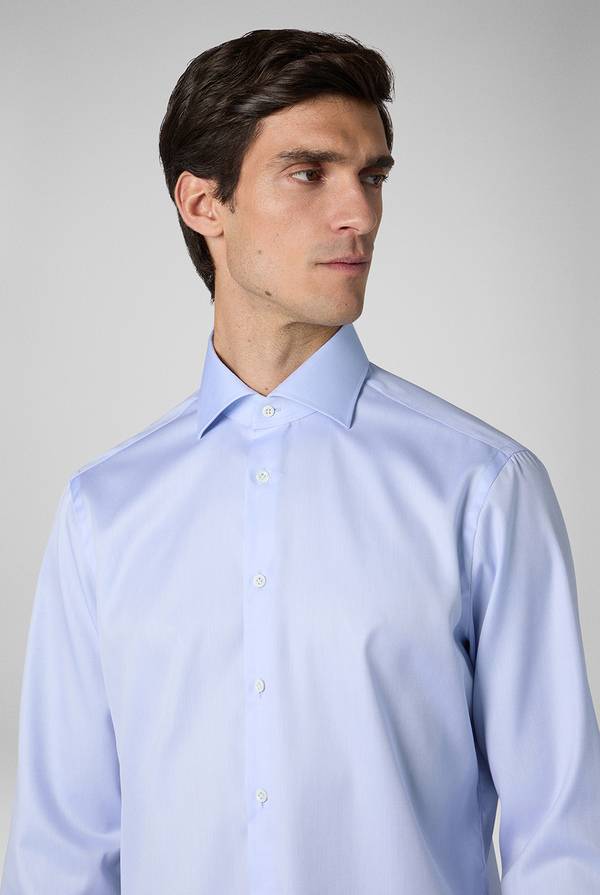Pal Zileri Camicia in cotone con trattamento anti-piega azzurra Prezzo Ridotto