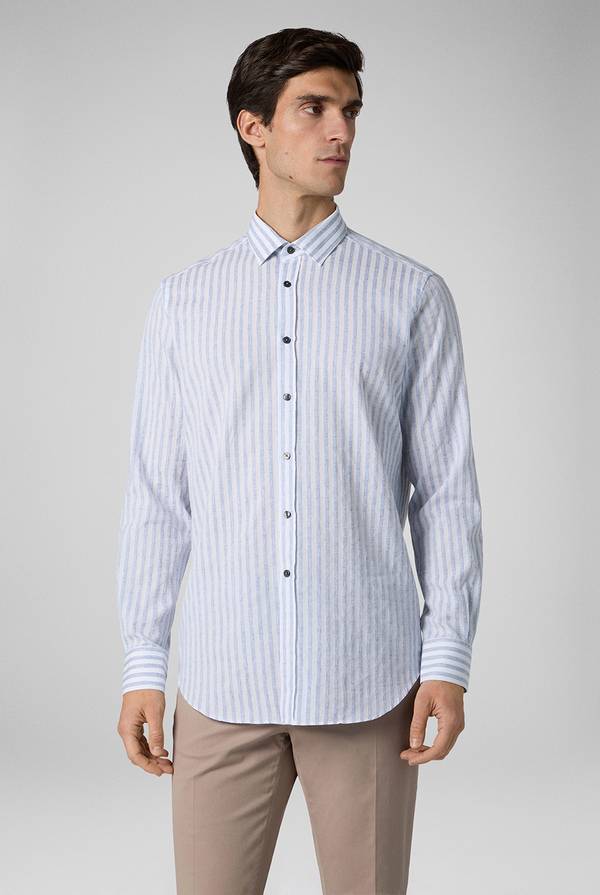 Pal Zileri Camicia a macro righe bianche e azzurre Vendita Economica
