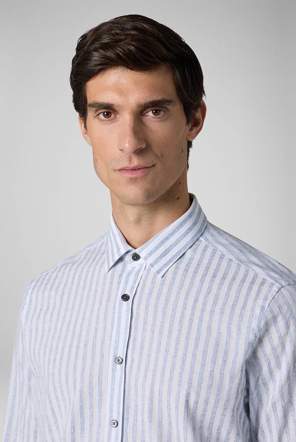 Pal Zileri Camicia a macro righe bianche e azzurre Vendita Economica