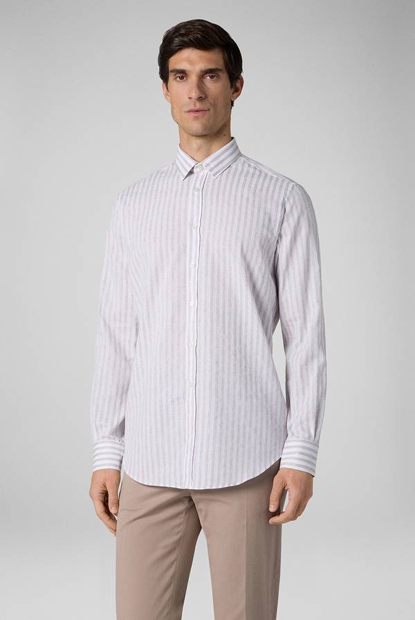 Pal Zileri Camicia a macro righe bianche e azzurre Saldi Di Fabbrica