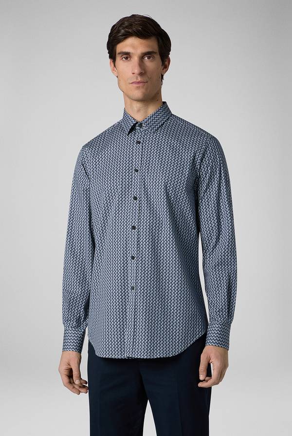 Pal Zileri Camicia in cotone stampato nei toni del blu I Più Venduti