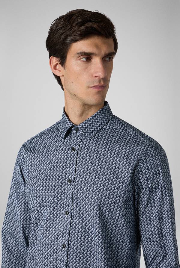 Pal Zileri Camicia in cotone stampato nei toni del blu I Più Venduti