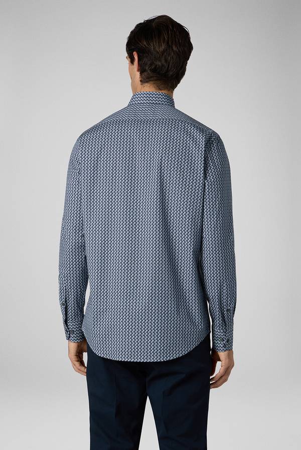 Pal Zileri Camicia in cotone stampato nei toni del blu I Più Venduti
