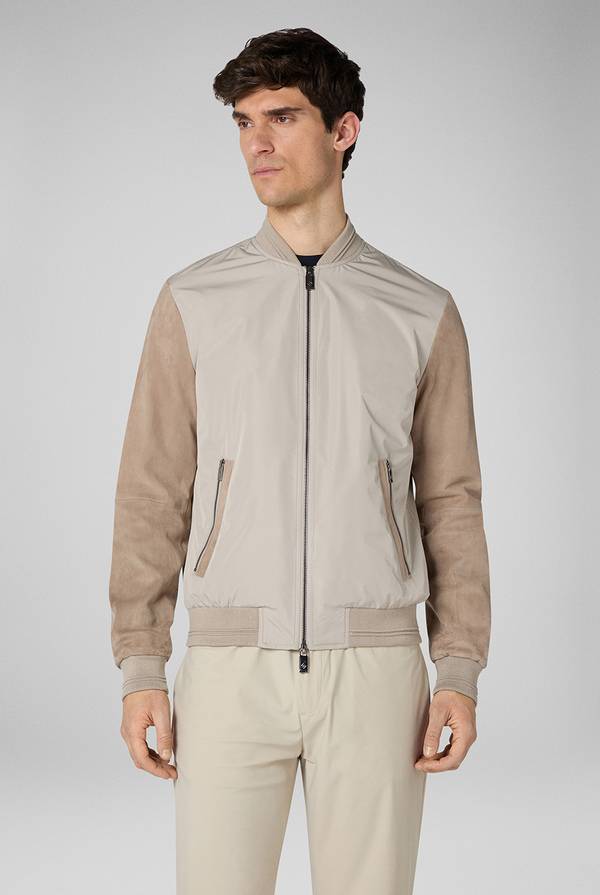 Pal Zileri Bomber beige in nylon e suede Promozione