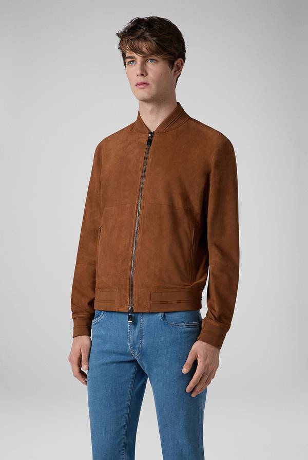 Pal Zileri Bomber in suede marrone Soddisfazione Garantita