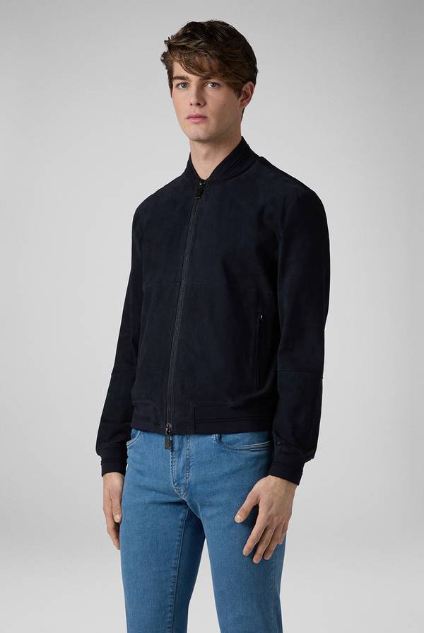 Pal Zileri Bomber in suede blu navy Qualità Garantita