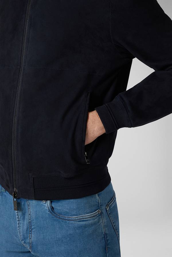 Pal Zileri Bomber in suede blu navy Qualità Garantita