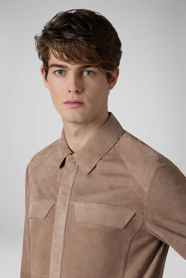 Pal Zileri Overshirt in suede e nappa micro perforata Acquista Ora