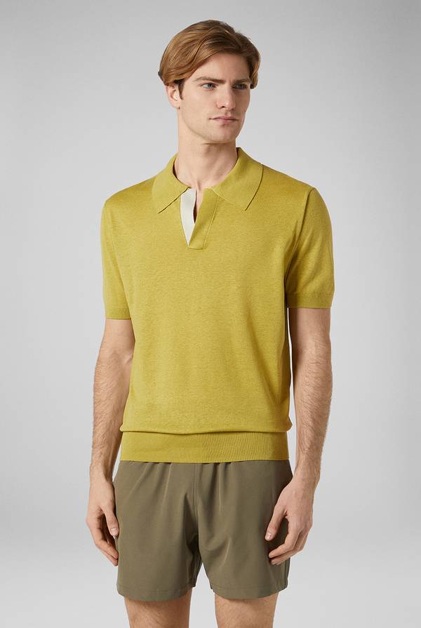 Pal Zileri Polo in maglia di lino e seta color senape Novità