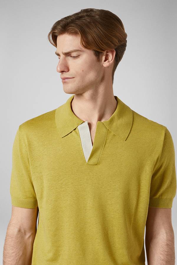 Pal Zileri Polo in maglia di lino e seta color senape Novità