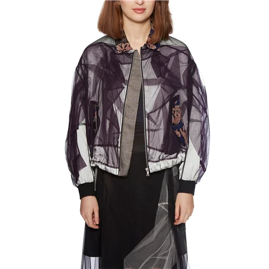 QUETSCHE_ BOMBER IN SATIN E TULLE Pezzi Unici