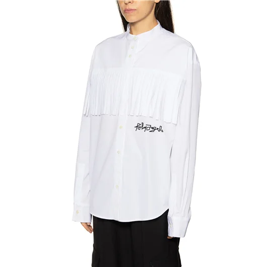 PALM ANGELS CAMICIA IN COTONE LOGO DESERT E FRANGE Novità