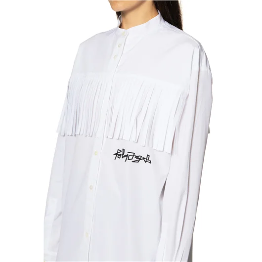 PALM ANGELS CAMICIA IN COTONE LOGO DESERT E FRANGE Novità