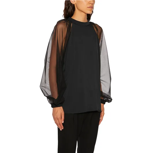 NOSTRASANTISSIMA CAMICIA RAGLAN IN SETA E TULLE Offerte