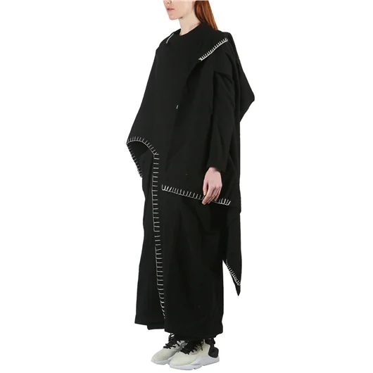 YOHJI YAMAMOTO CAPPOTTO LUNGO IN LANA CON IMPUNTURE Spedizione Gratuita