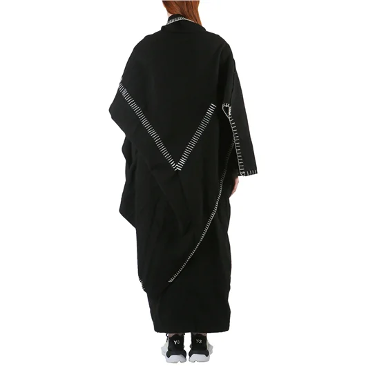 YOHJI YAMAMOTO CAPPOTTO LUNGO IN LANA CON IMPUNTURE Spedizione Gratuita