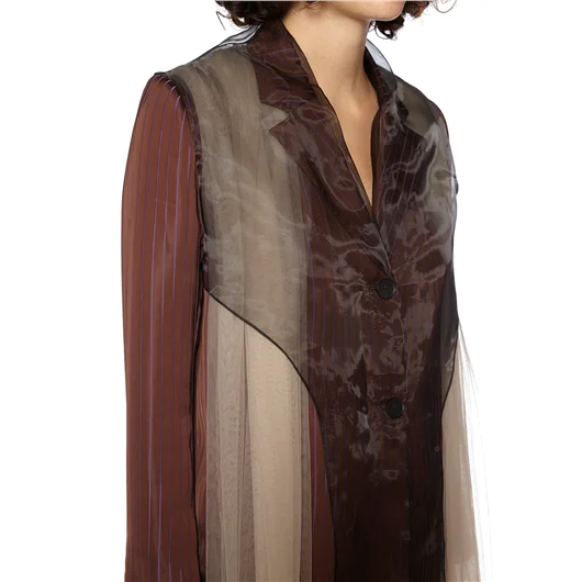 QUETSCHE_ GIACCA BLAZER CON INSERTO IN TULLE Vendita Calda
