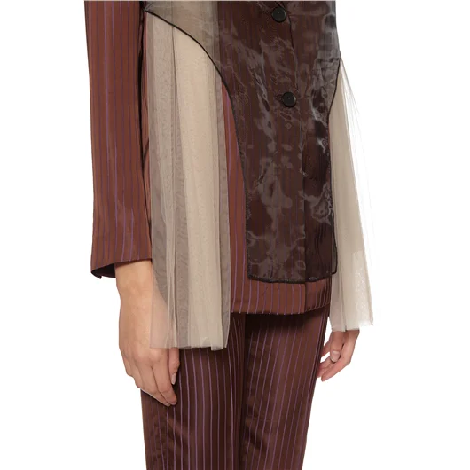 QUETSCHE_ GIACCA BLAZER CON INSERTO IN TULLE Vendita Calda